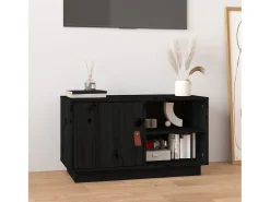 Mueble de TV de madera maciza de pino negro 70x34x40 cm