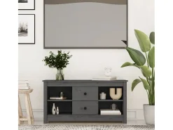 Mueble de TV de madera maciza de pino gris 103x36,5x52 cm