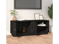 Mueble de TV de madera maciza de pino negro 105x34x40 cm