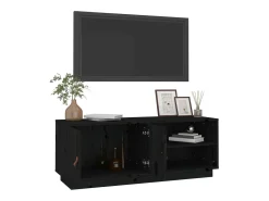 Mueble de TV de madera maciza de pino negro 105x34x40 cm