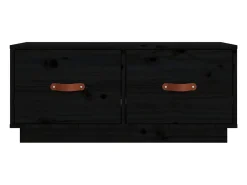 Mueble de TV de madera maciza de pino negro 80x34x35 cm