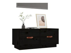 Mueble de TV de madera maciza de pino negro 80x34x35 cm