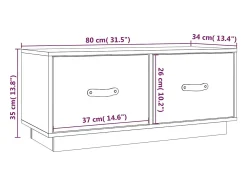 Mueble de TV de madera maciza de pino negro 80x34x35 cm