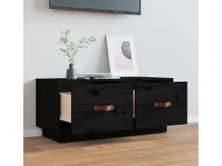 Mueble de TV de madera maciza de pino negro 80x34x35 cm