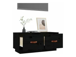Mueble de TV de madera maciza de pino negro 80x34x35 cm