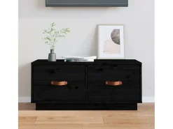 Mueble de TV de madera maciza de pino negro 80x34x35 cm