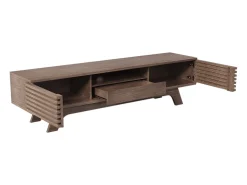 Mueble de TV de madera, mueble de TV con un cajón y dos puertas, aparador de TV bajo para salón, 150 x 35 x 44cm