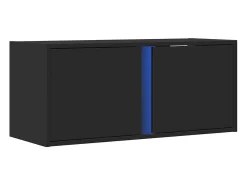 Mueble de TV de pared con luces LED negro 80x31x35 cm