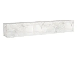 Mueble de TV de pared con 3 puertas - Efecto mármol blanco - VIKILA