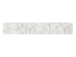 Mueble de TV de pared con 3 puertas - Efecto mármol blanco - VIKILA