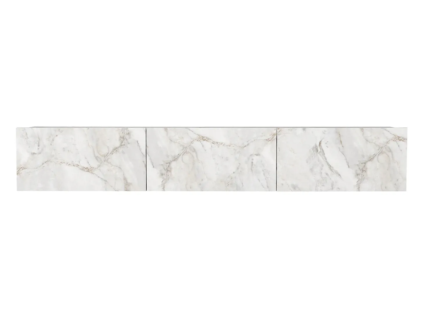 Mueble de TV de pared con 3 puertas - Efecto mármol blanco - VIKILA