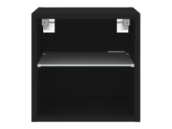 Mueble de TV de pared con luces LED negro 30x28,5x30 cm