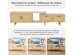 Mueble de TV extensible de 146 a 180 cm, con 2 cajones, 2 puertas y espacio de almacenamiento. Ideal para salón o dormitorio. Fabricado en madera.