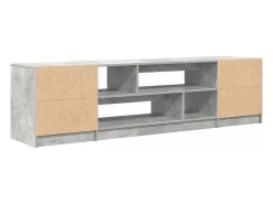 Mueble de TV gris hormigón 188,5x41x50 cm madera de ingeniería