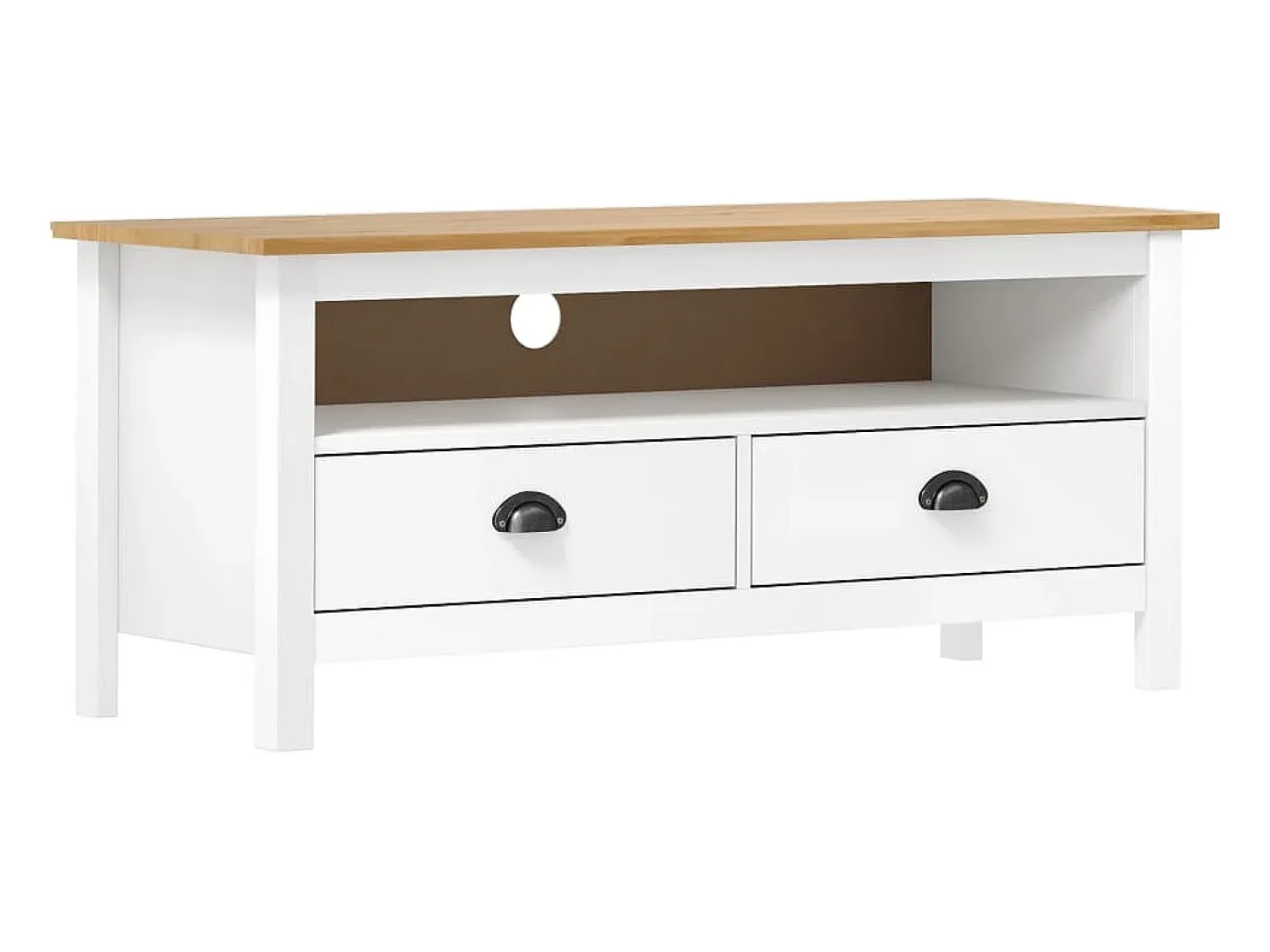 Mueble de TV Hill madera maciza de pino blanco 110x40x47 cm