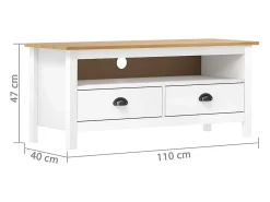 Mueble de TV Hill madera maciza de pino blanco 110x40x47 cm