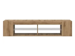 Mueble de TV luces LED madera roble artisan 135x39x30 cm