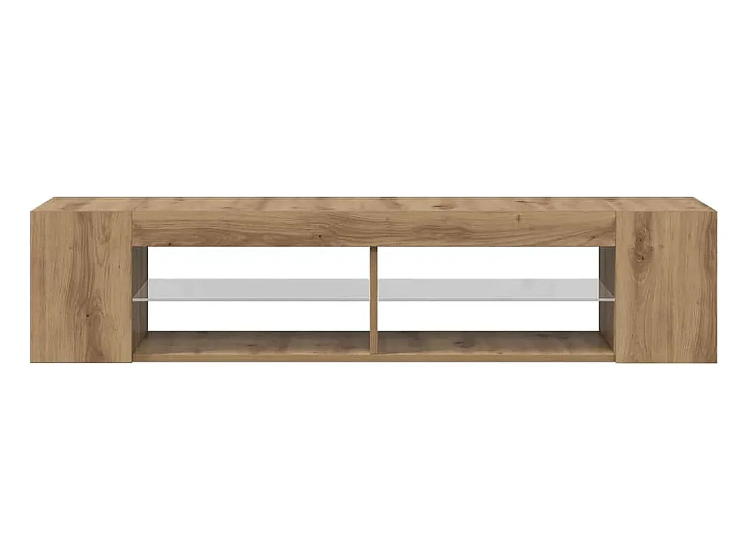Mueble de TV luces LED madera roble artisan 135x39x30 cm