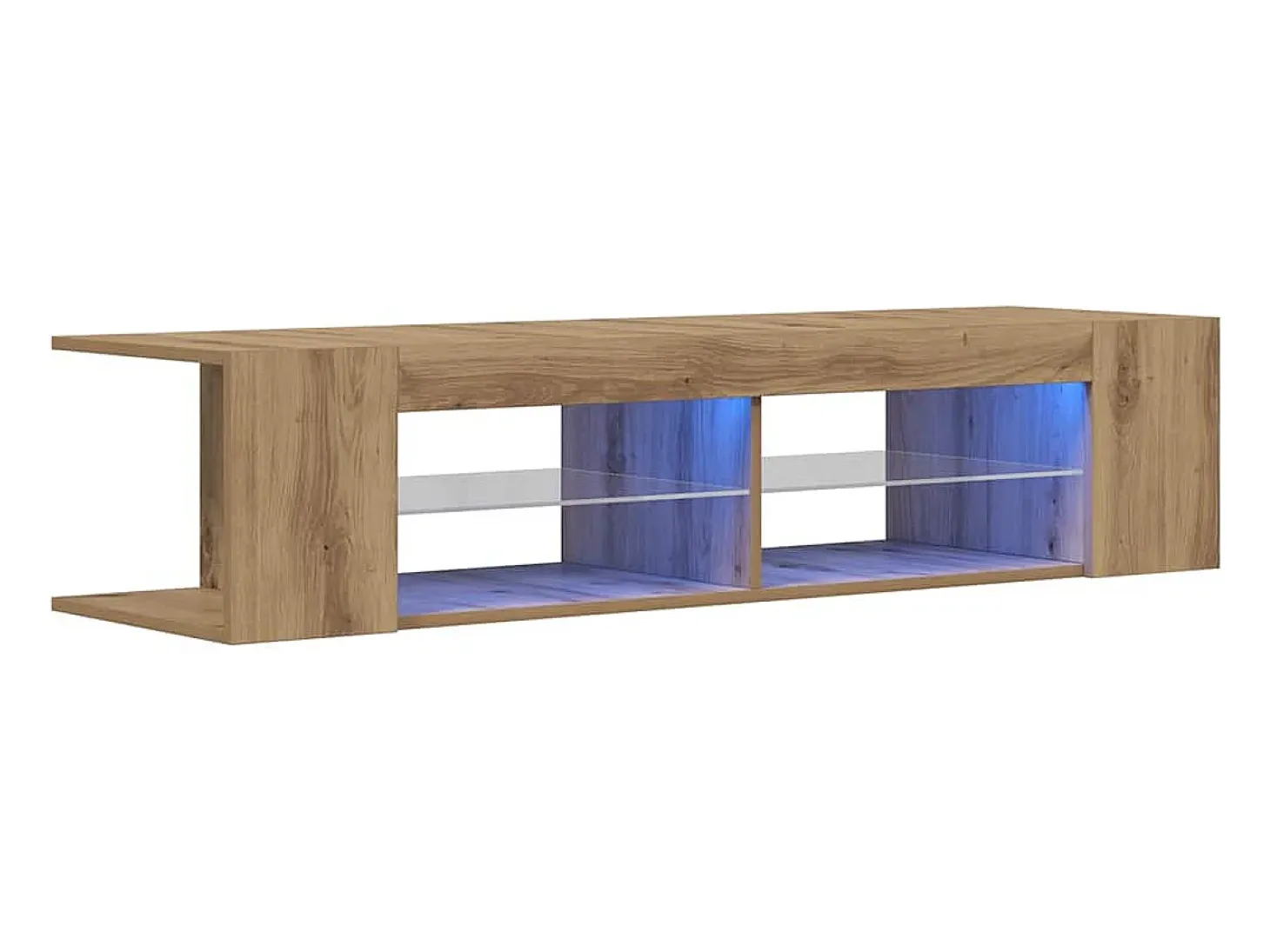 Mueble de TV luces LED madera roble artisan 135x39x30 cm