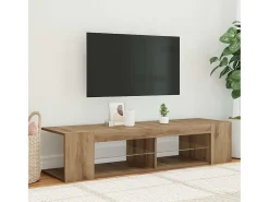 Mueble de TV luces LED madera roble artisan 135x39x30 cm