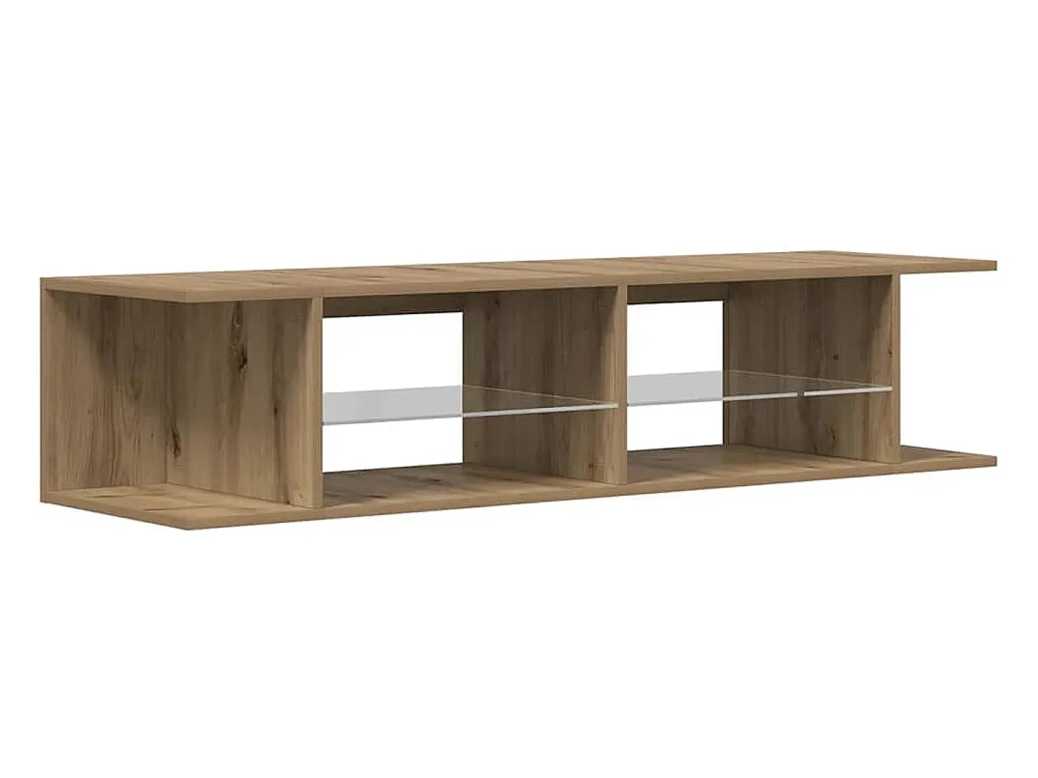 Mueble de TV luces LED madera roble artisan 135x39x30 cm