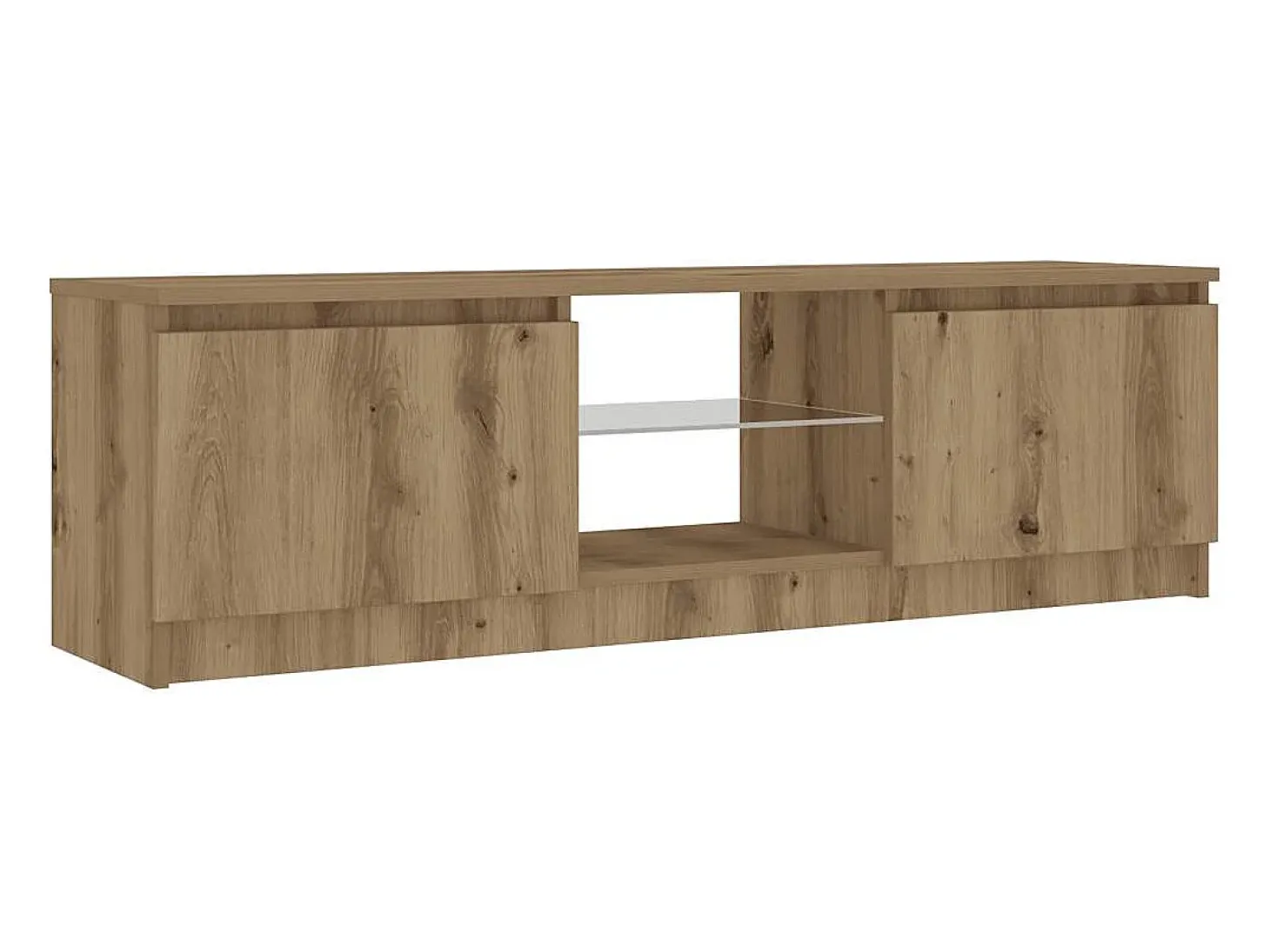 Mueble de TV luces LED madera roble artisan 120x30x36 cm