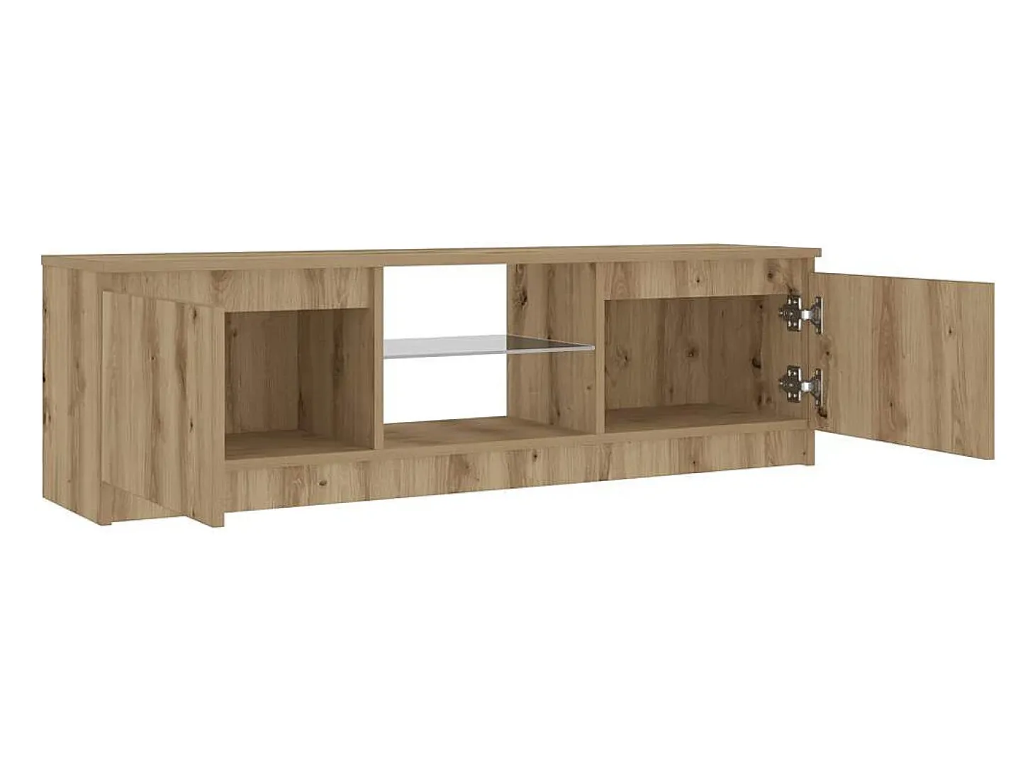 Mueble de TV luces LED madera roble artisan 120x30x36 cm