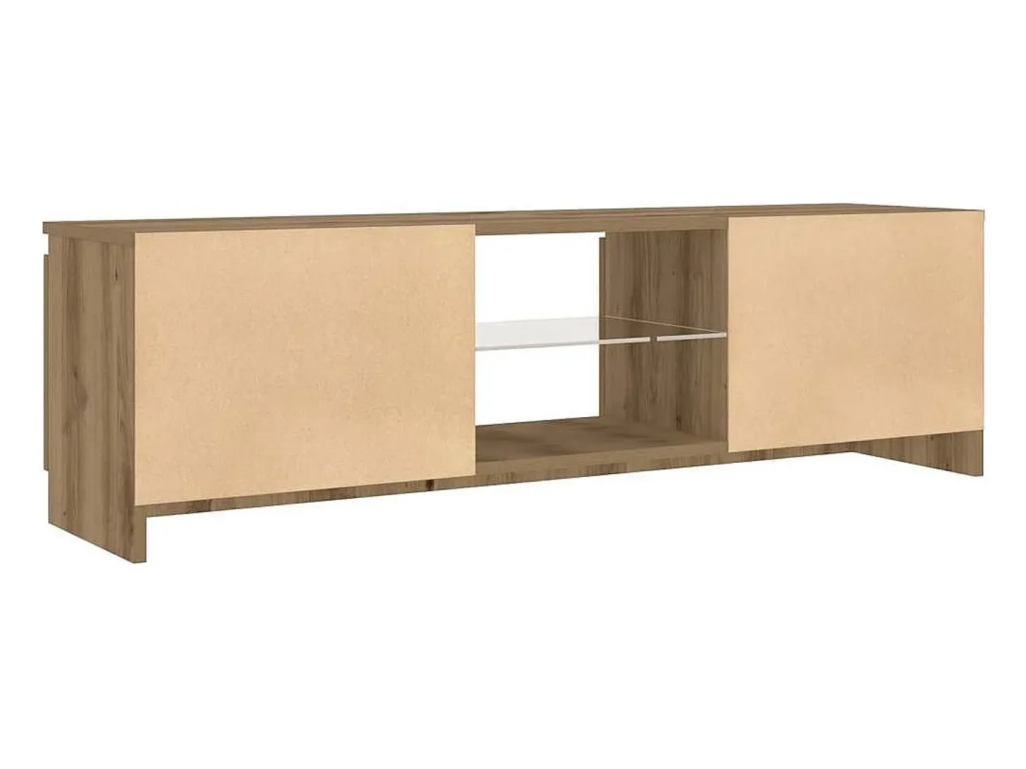 Mueble de TV luces LED madera roble artisan 120x30x36 cm