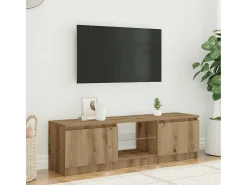 Mueble de TV luces LED madera roble artisan 120x30x36 cm