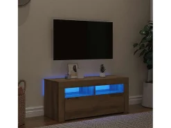 Mueble de TV luces LED madera roble artisan 90x35x40 cm