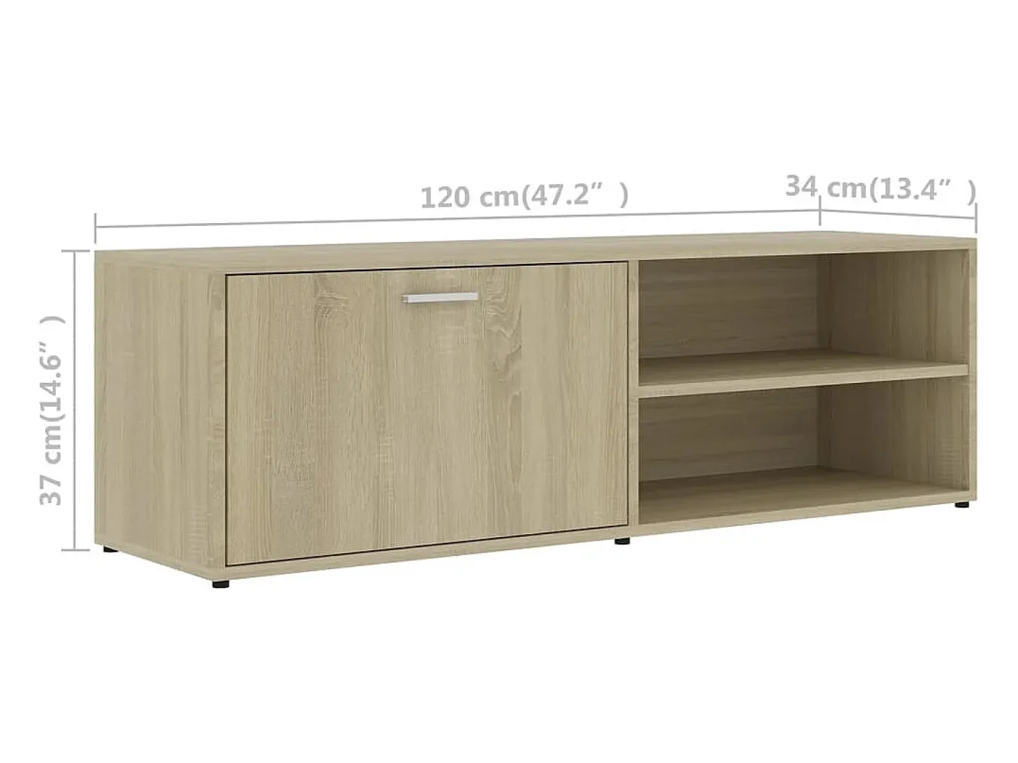 Mueble de TV madera contrachapada color roble 120x34x37 cm