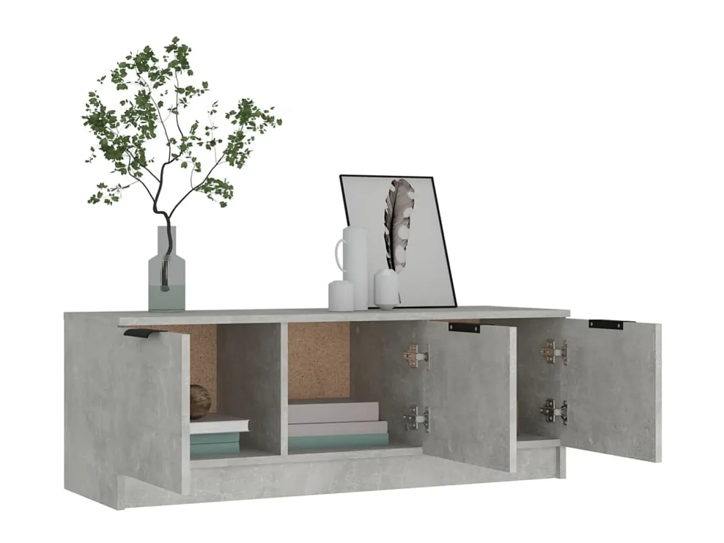 Mueble de TV madera contrachapada gris hormigón 102x35x36,5 cm ES95391