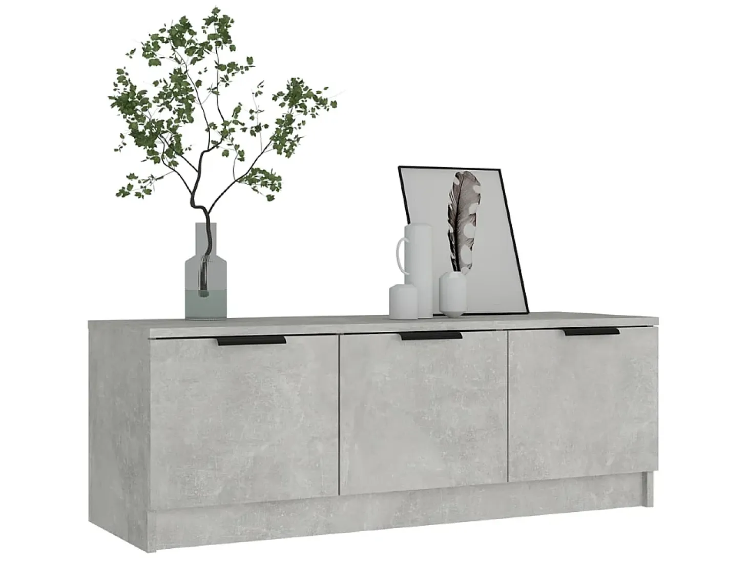 Mueble de TV madera contrachapada gris hormigón 102x35x36,5 cm ES95391