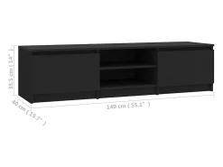 Mueble de TV madera contrachapada negro 140x40x35,5 cm