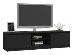 Mueble de TV madera contrachapada negro 140x40x35,5 cm