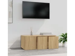 Mueble de TV madera contrachapada color roble 80x34x30 cm ES80473