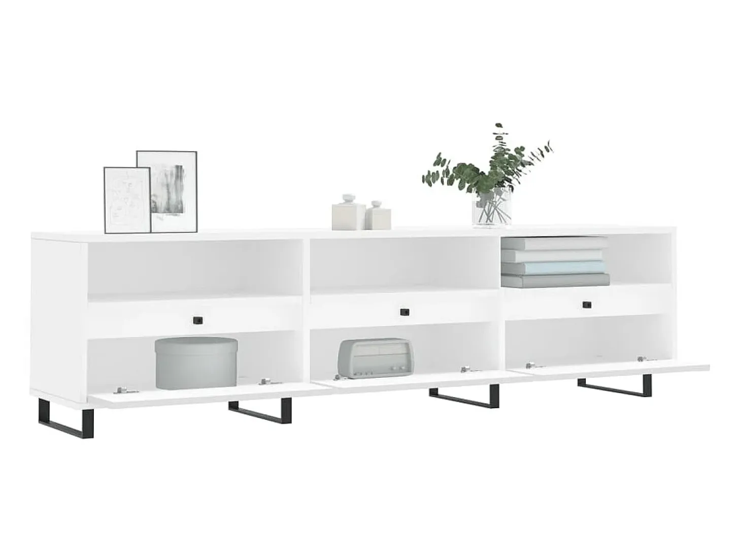 Mueble de TV madera contrachapada blanco 150x30x44,5 cm ES45671