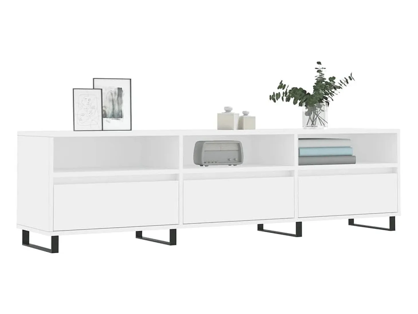 Mueble de TV madera contrachapada blanco 150x30x44,5 cm ES45671