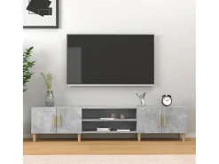 Mueble de TV madera contrachapada gris hormigón 180x31,5x40 cm