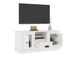 Mueble de TV madera contrachapada blanco brillo 100x35,5x45 cm