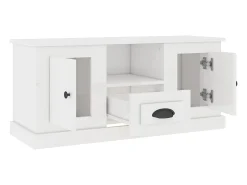 Mueble de TV madera contrachapada blanco brillo 100x35,5x45 cm