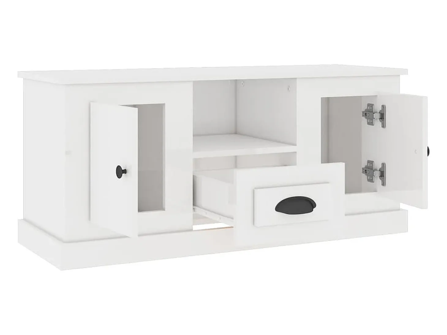 Mueble de TV madera contrachapada blanco brillo 100x35,5x45 cm