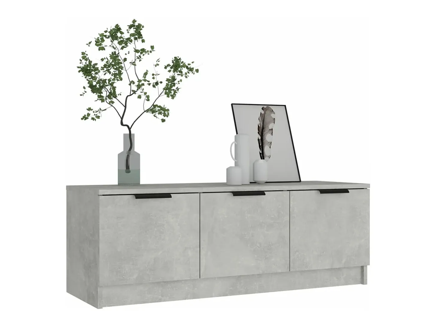 Mueble de TV madera contrachapada gris hormigón 102x35x36,5 cm