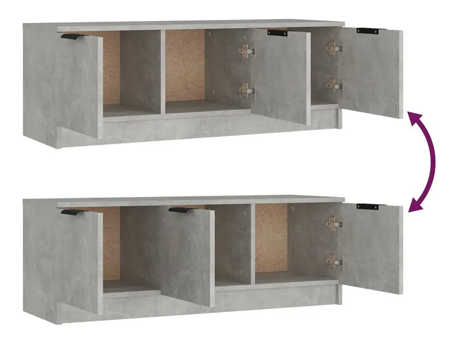 Mueble de TV madera contrachapada gris hormigón 102x35x36,5 cm