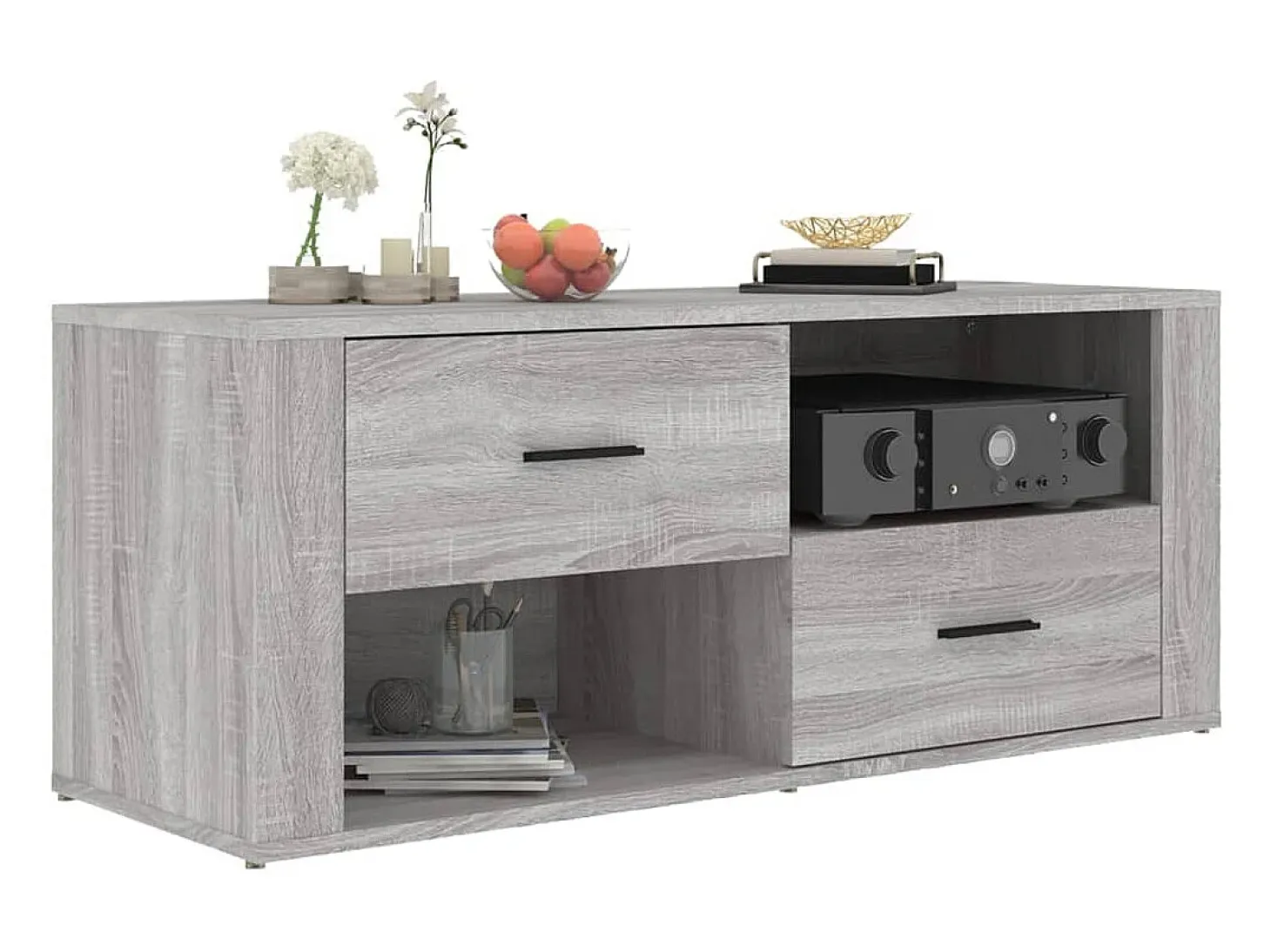 Mueble de TV madera contrachapada gris Sonoma 100x35x40 cm