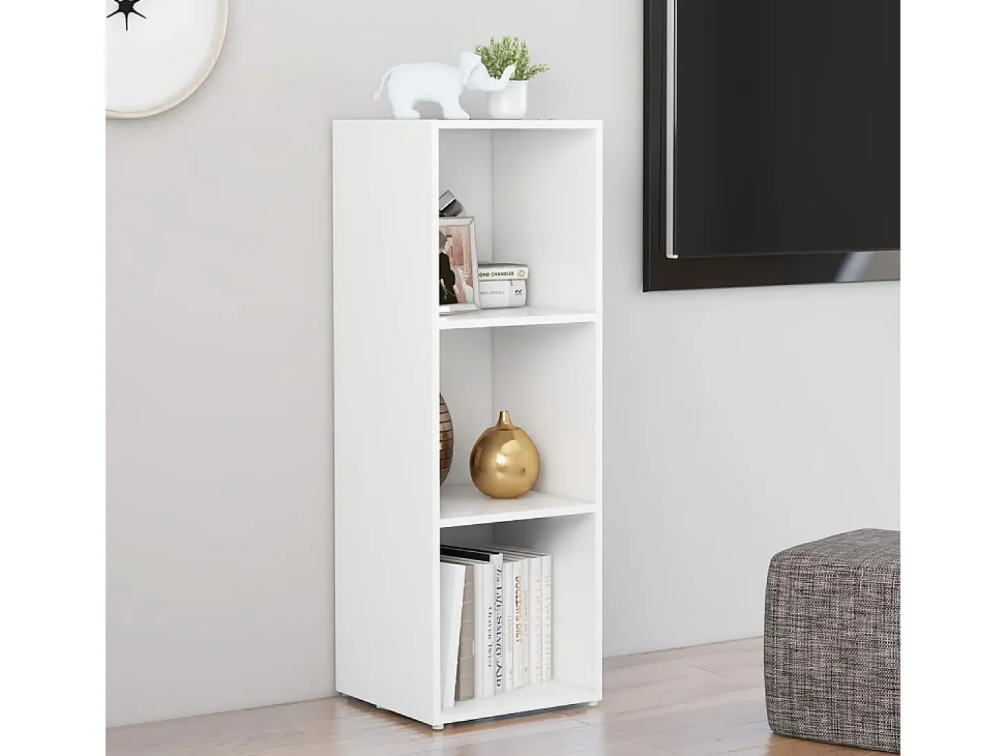 Mueble de TV madera contrachapada blanco 107x35x37 cm