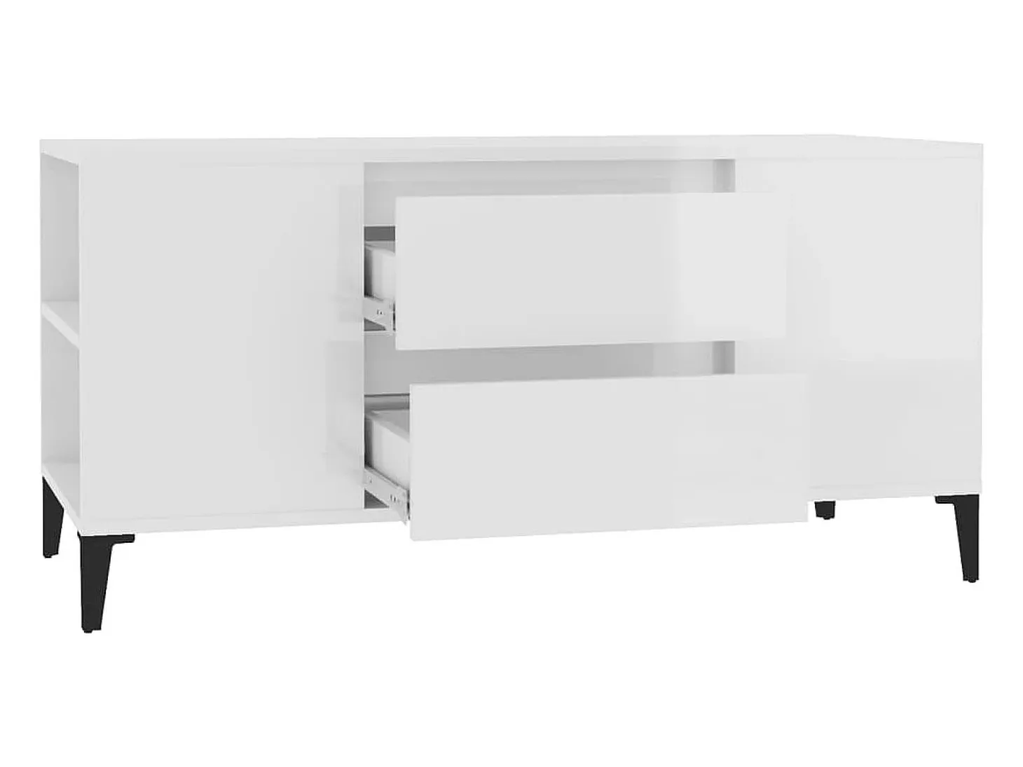 Mueble de TV madera contrachapada blanco brillo 102x44,5x50 cm