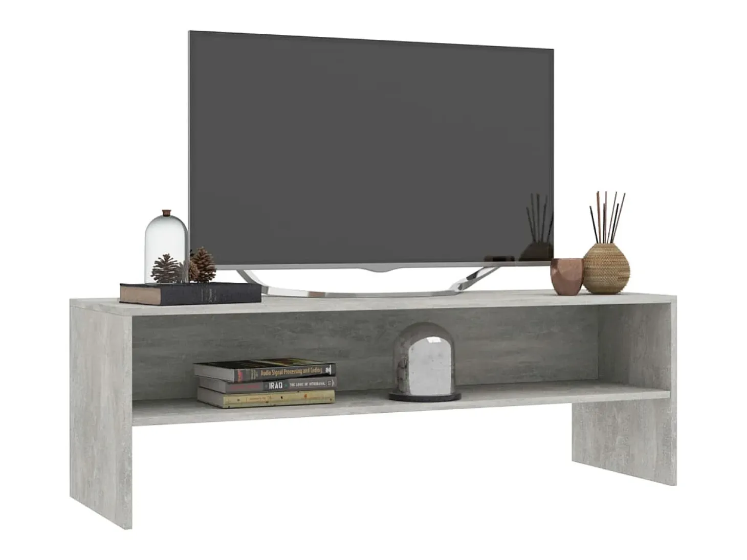 Mueble de TV madera contrachapada gris hormigón 120x40x40 cm ES272695