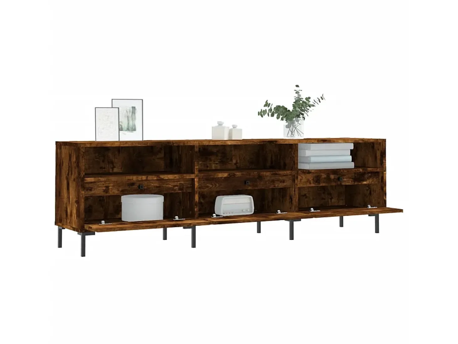 Mueble de TV madera contrachapada roble ahumado 150x30x44,5 cm ES18099