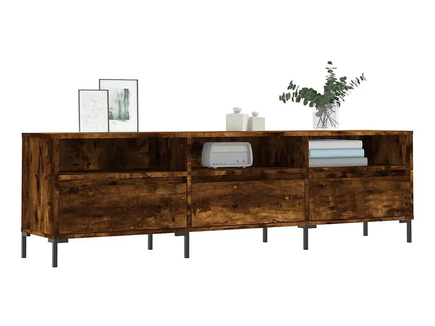 Mueble de TV madera contrachapada roble ahumado 150x30x44,5 cm ES18099